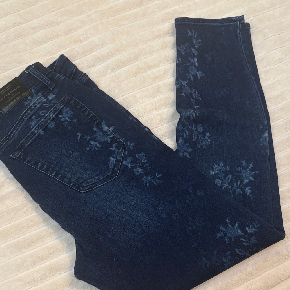 Lucky Brand Navy Floral Skinny Jeans